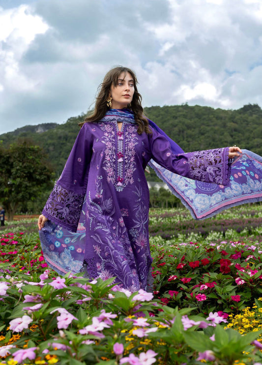 The Secret Garden by Mushq Hemline Unstitched Lawn 3 Piece Suit MU26USG D-12B Lily Veil - Summer Collection